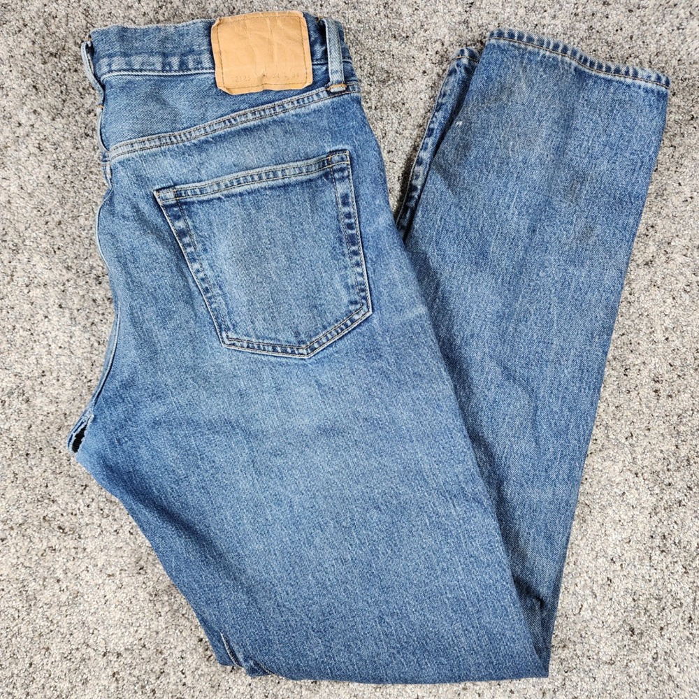 Buck Mason Ford Standard Jeans Mens 34x34 Blue Straight Leg Button Fly Fair Read